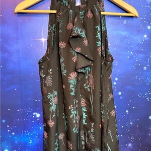 BCBG Black Floral Hook Blouse